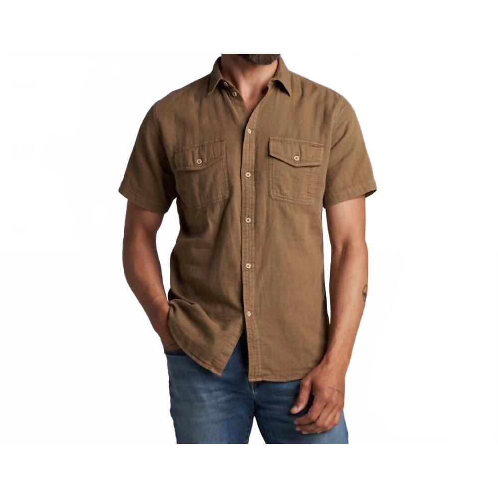 NEW ROWAN leeds cotton gauze short sleeve shirt in umber